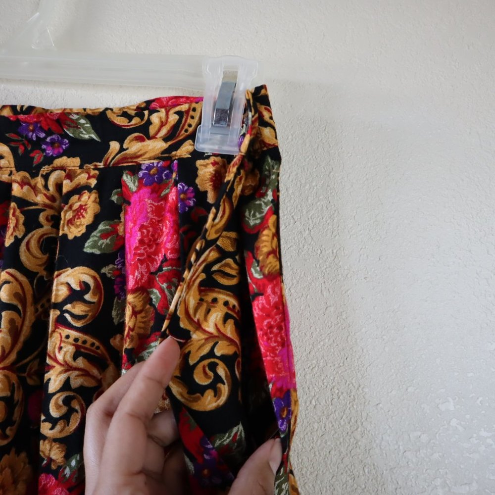 80's Herman Geist Pleated Romantic Floral Skirt - Picture 7 of 9